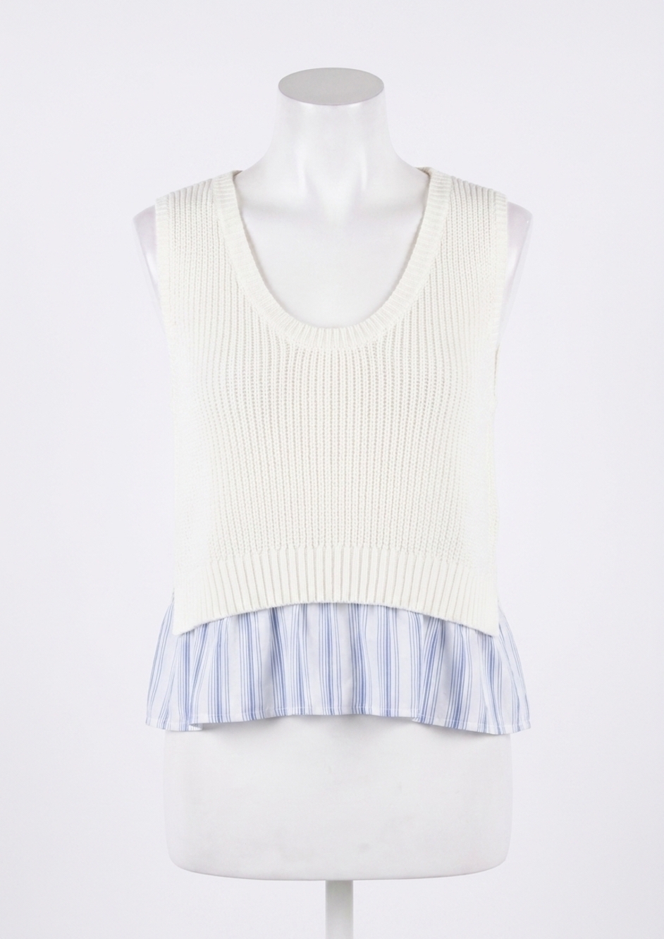 NEW CENTRAL PARK WEST ruffle hem knit tank in white